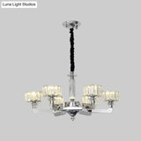 Traditional Crystal Chandelier With Chrome Finish - 3/6 Heads Block Drum Design Ceiling Suspension