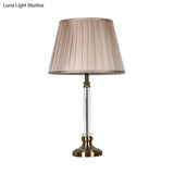 Traditional Crystal Tapered Nightstand Light With 1 Bedroom Table Lamp In Brown