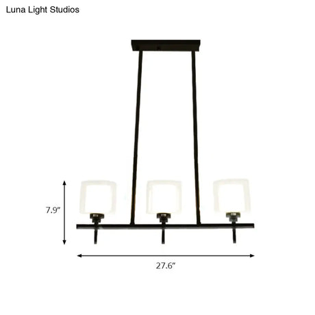 Traditional Cylinder Island Dining Room Lamp With White Glass Shades - 3/4 Hanging Lights