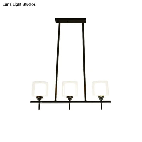 Traditional Cylinder Island Dining Room Lamp With White Glass Shades - 3/4 Hanging Lights