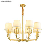 Traditional Deer Decor Brass Bucket Ceiling Chandelier Light Fixture