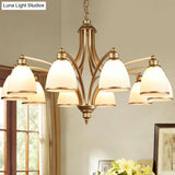 Traditional Dining Room Chandelier - Suspension Pendant Light With White Bell Glass Shade