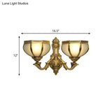 Traditional Dome Metal Sconce Light: Brass Living Room Wall Fixture