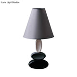 Traditional Fabric Bedside Lamp - Grey Tapered Shape Reading Book Light 1 Bulb Night Table