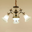 Traditional Flared Frosted Glass Ceiling Light Chandelier - 3/6 Lights Brass Finish 3 /