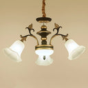 Traditional Flared Frosted Glass Ceiling Light Chandelier - 3/6 Lights Brass Finish 3 /