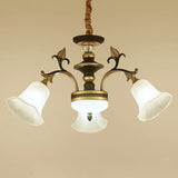 Traditional Flared Frosted Glass Ceiling Light Chandelier - 3/6 Lights Brass Finish 3 /