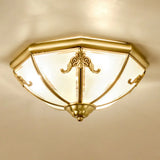 Traditional Flush Mount Ceiling Light For Dining Rooms - Dome Frosted Glass Shade Gold / 14’