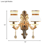 Traditional Frosted Glass Beaker Wall Sconce With Gold Finish - 2 Light Lamp