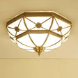 Traditional Frosted Glass Bedroom Flushmount Ceiling Lamp With Brass Basket Design 4 /