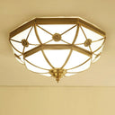 Traditional Frosted Glass Bedroom Flushmount Ceiling Lamp With Brass Basket Design 4 /