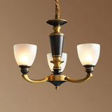 Traditional Frosted Glass Bell Chandelier - Black-Bronze Hanging Ceiling Light For Living Room 3 /