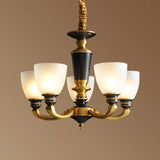 Traditional Frosted Glass Bell Chandelier - Black-Bronze Hanging Ceiling Light For Living Room 5 /