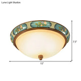Traditional Frosted Glass Ceiling Light In Bronze - 3 Lights Flushmount Wide (15’/19’) For Corridor
