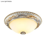 Traditional Frosted Glass Dome Ceiling Light Fixture - 14’/16’/19.5’ Gold/Silver Finish Flush