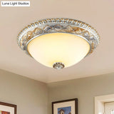 Traditional Frosted Glass Dome Ceiling Light Fixture - 14’/16’/19.5’ Gold/Silver Finish Flush