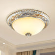 Traditional Frosted Glass Dome Ceiling Light Fixture - 14’/16’/19.5’ Gold/Silver Finish Flush