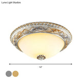 Traditional Frosted Glass Dome Ceiling Light Fixture - 14’/16’/19.5’ Gold/Silver Finish Flush
