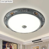 Traditional Frosted Glass Dome Shade Flush Mount Fixture - Led Grey Ceiling In Warm/White Light