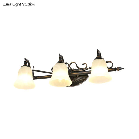 Traditional Frosted Glass Sconce Light With Bell Shade - Bronze Finish For Bathroom Vanity 1/2/3