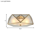 Traditional Geometric Curved Frosted Glass Panel Ceiling Flush Mount - 4/5 Lights Light In Brass
