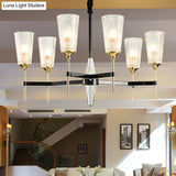 Traditional Glass Cone Pendant Chandelier - Clear 6/8 Lights Ideal For Living Room