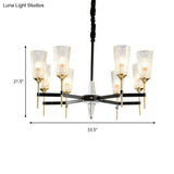 Traditional Glass Cone Pendant Chandelier - Clear 6/8 Lights Ideal For Living Room