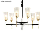 Traditional Glass Cone Pendant Chandelier - Clear 6/8 Lights Ideal For Living Room
