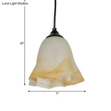Traditional Glass Pendant Light With Flower/Cone Shape For Living Room