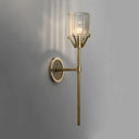 Traditional Gold Arm Sconce Light For Hallway - 1 Head Metal Wall Fixture