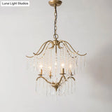 Traditional Gold Crystal Candle Chandelier With Elegant Tassel Design