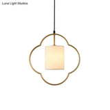 Traditional Gold Cylinder Pendant Ceiling Light With Fabric Shade - 1 Hanging Lamp For Living Room