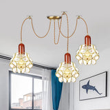 Traditional Gold Flower Bedroom Pendant Light - 2/3/4-Head Clear Water Glass Swag Lamp 3 /