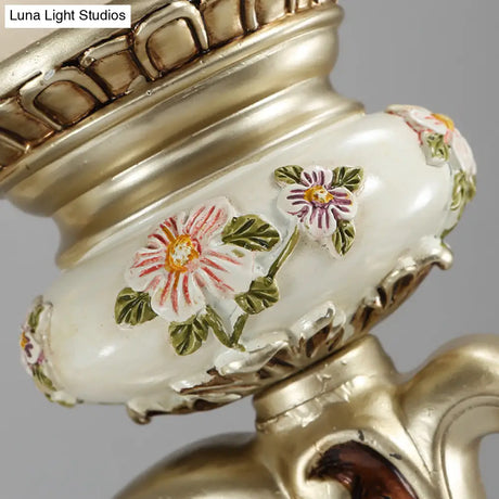 Traditional Gold Flower Shade Wall Sconce Light With Frosted Glass - Perfect For Dining Room