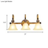 Traditional Gold Frosted Glass Vanity Light Fixture - 1/2/3 Lights Cup Shape/Bell Bathroom Wall