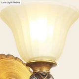 Traditional Gold Frosted Glass Vanity Light Fixture - 1/2/3 Lights Cup Shape/Bell Bathroom Wall