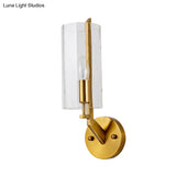 Traditional Gold Glass Wall Sconce Lamp With Clear Tube Bulbs Ideal Bedside Lighting Fixture