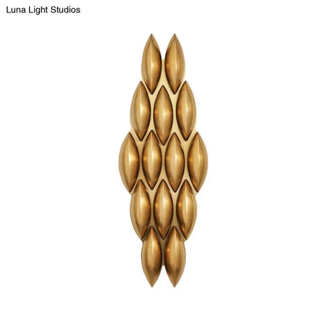 Traditional Gold Oval Sconce Light - 7/14 Heads Metal Wall Lamp For Living Room Wide