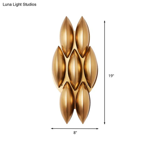 Traditional Gold Oval Sconce Light - 7/14 Heads Metal Wall Lamp For Living Room Wide