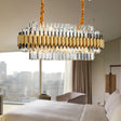 Traditional Gold Rectangle-Cut Crystal Chandelier Light Kit - 10 Heads