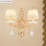 Traditional Gold Wall Mount Lamp With Fabric Shade - Ideal For Bedroom Or Candlelight Ambiance 2