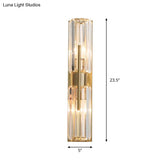 Traditional Gold Wall Sconce With Clear Crystal Up And Down Lighting - 2 Bulbs