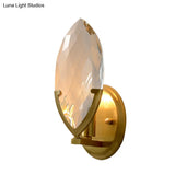 Traditional Gold Wall Sconce With Crystal Block Design - Oval Living Room Light