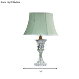 Traditional Green Bell Night Light Table Lamp With Crystal Base - Ideal For Bedrooms