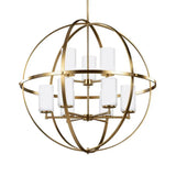 Traditional Ivory Glass Pendant Chandelier With Brass Hanging Fixture - Globe Living Room Lighting