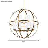 Traditional Ivory Glass Pendant Chandelier With Brass Hanging Fixture - Globe Living Room Lighting