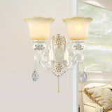 Traditional Ivory Glass Wall Sconce Light Fixture - White Scalloped Design Ideal For Dining Rooms 2