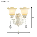 Traditional Ivory Glass Wall Sconce Light Fixture - White Scalloped Design Ideal For Dining Rooms