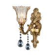 Traditional K9 Crystal Brass Wall Sconce Light With Clear Glass Shade 1 /