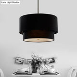 Traditional Layered Tier Chandelier - 3-Light Ceiling Light In Black/White/Flaxen 16/19.5/23.5 Wide